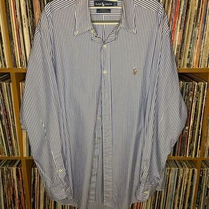 Polo RalphLauren Mens Button Yarmouth Cotton Oxford Size 16-34 (blue stripes)